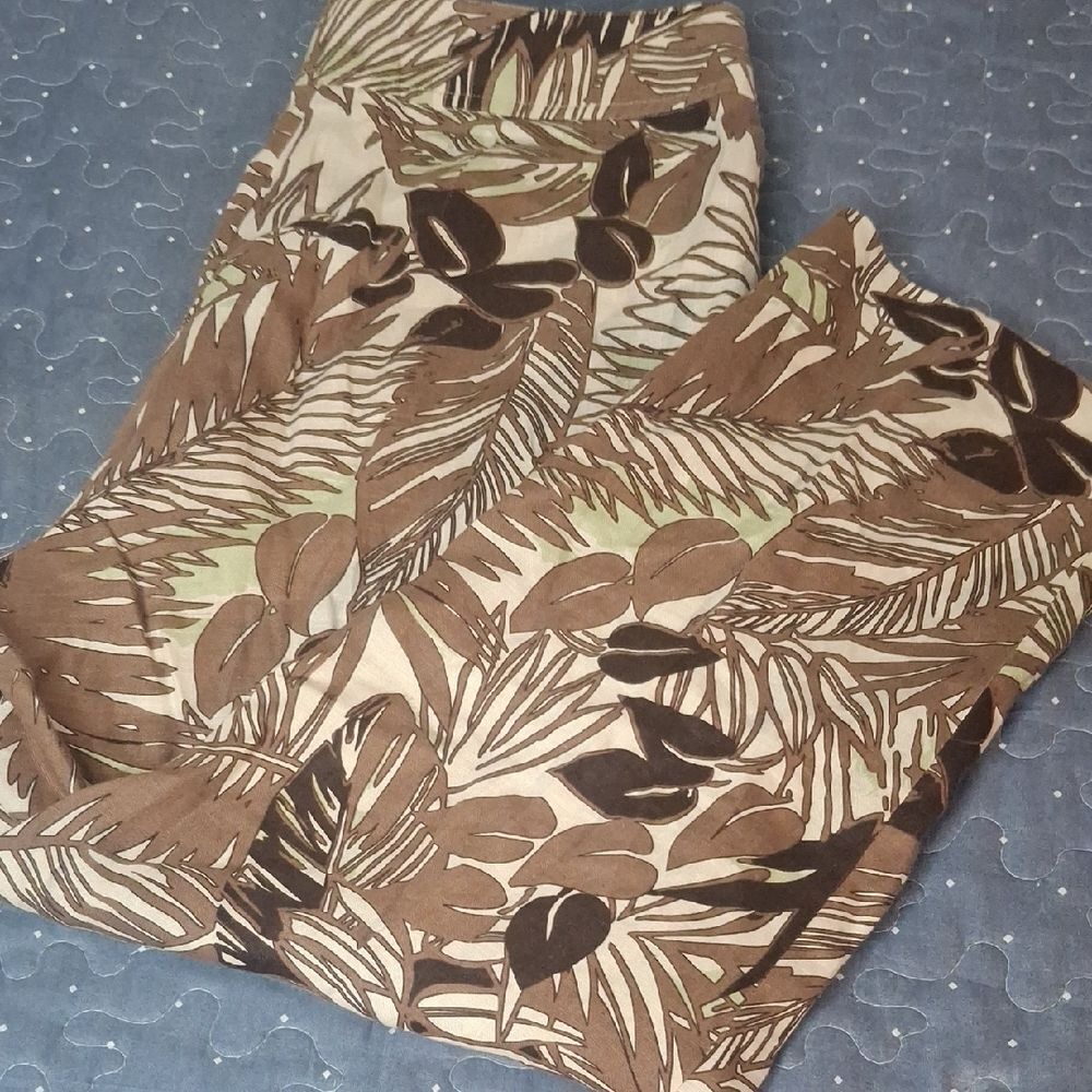 Goodclothes 100% Linen Tropical Leaf Print Pants size 10